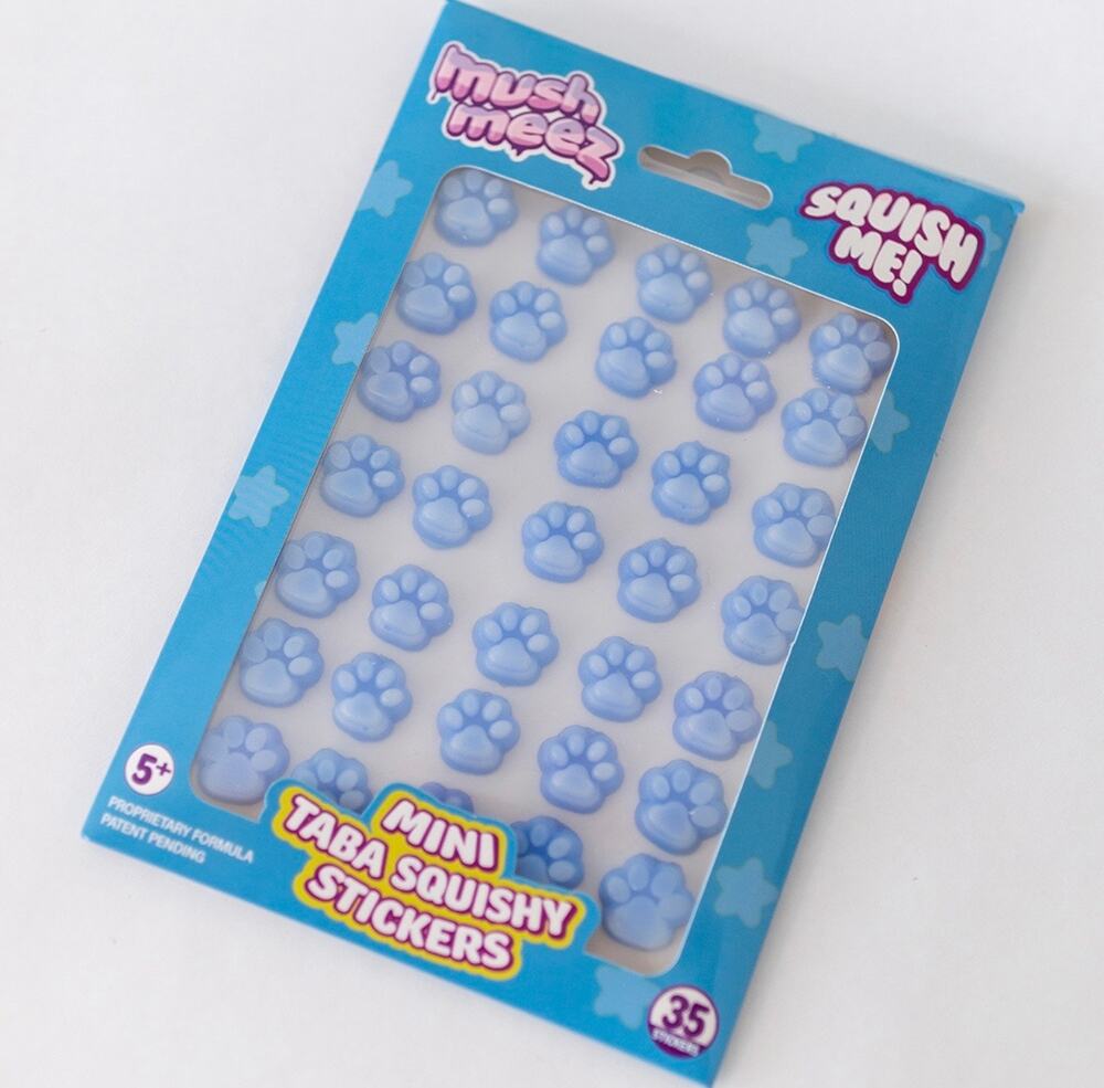 Mush Meez Mini Taba Squishy Stickers Blue Paw Prints 35 Pack